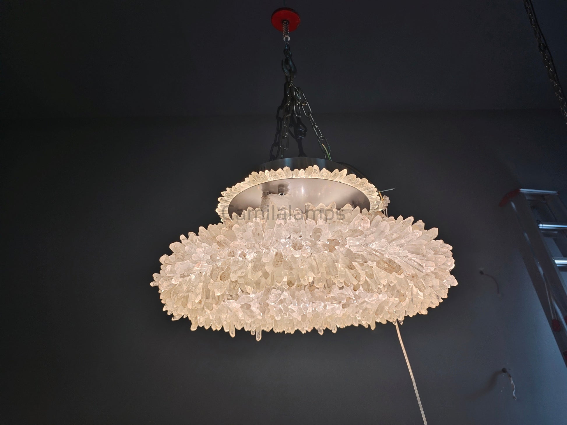 24 - 47 Inch Round Clear Geode Quartz Crystal Ring Modern Chandelier for Living Room - Camilalamps - CA - 47 - 1041 - 005