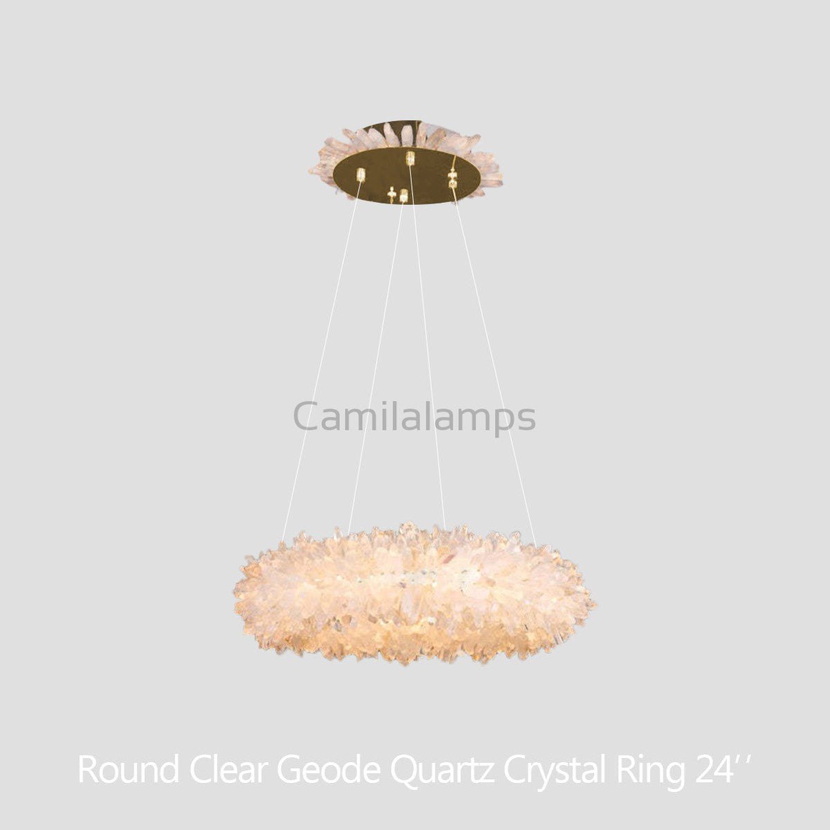 24 - 47 Inch Round Clear Geode Quartz Crystal Ring Modern Chandelier for Living Room - Camilalamps - Ca-147-11041-1005