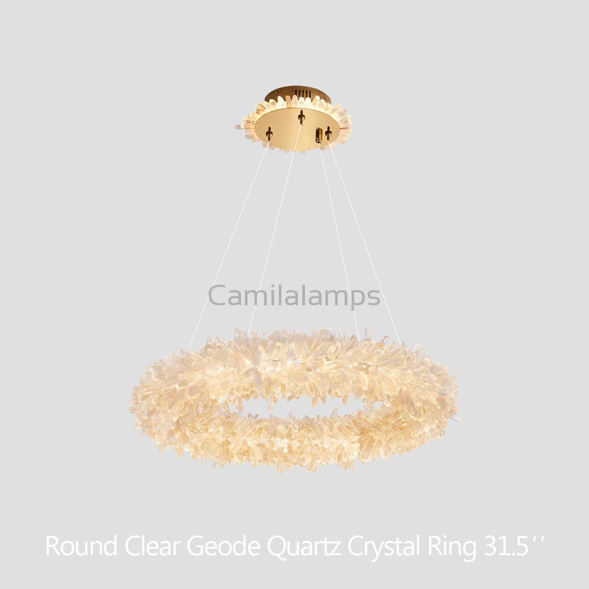 24 - 47 Inch Round Clear Geode Quartz Crystal Ring Modern Chandelier for Living Room - Camilalamps - CA - 47 - 1041 - 005