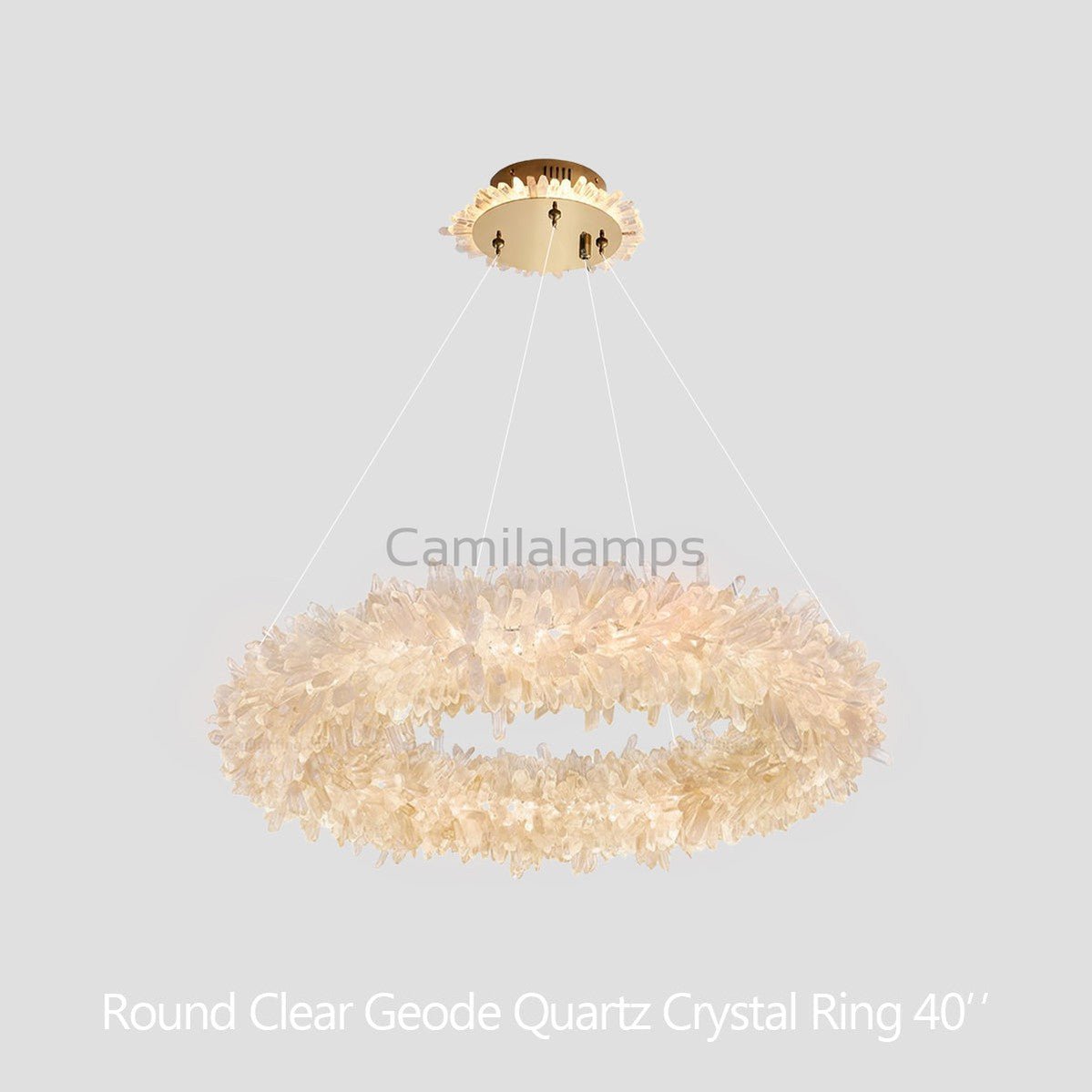 24 - 47 Inch Round Clear Geode Quartz Crystal Ring Modern Chandelier for Living Room - Camilalamps - CA - 47 - 1041 - 005