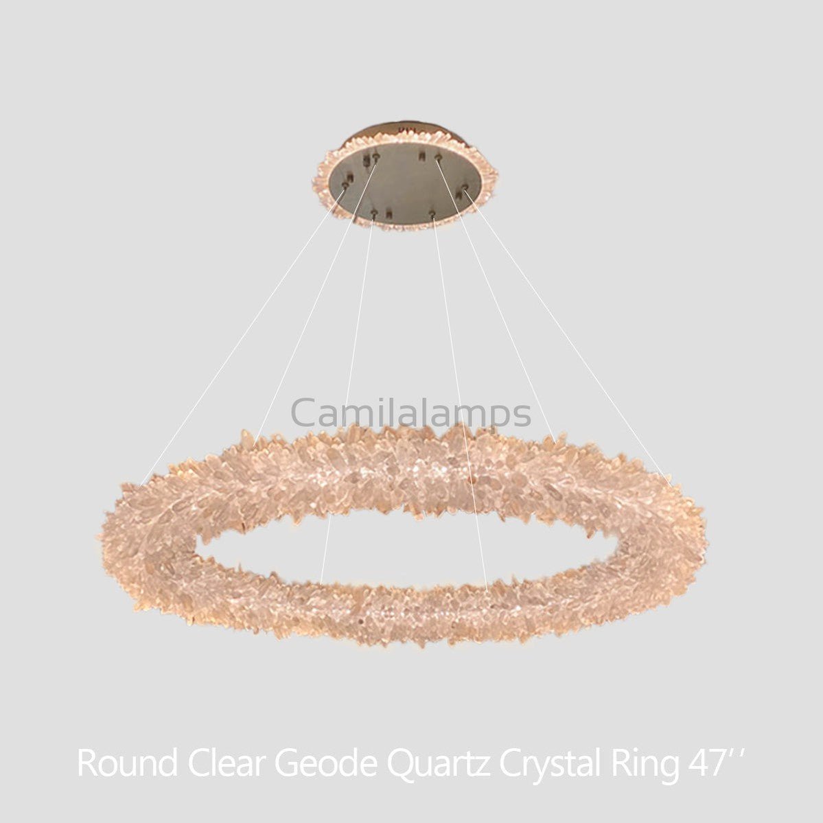 24 - 47 Inch Round Clear Geode Quartz Crystal Ring Modern Chandelier for Living Room - Camilalamps - Ca-147-11041-1005