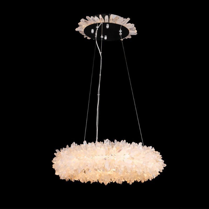 24 - 47 Inch Round Clear Geode Quartz Crystal Ring Modern Chandelier for Living Room - Camilalamps - CA - 47 - 1041 - 001