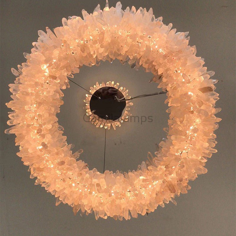 24 - 47 Inch Round Clear Geode Quartz Crystal Ring Modern Chandelier for Living Room - Camilalamps - CA - 47 - 1041 - 002