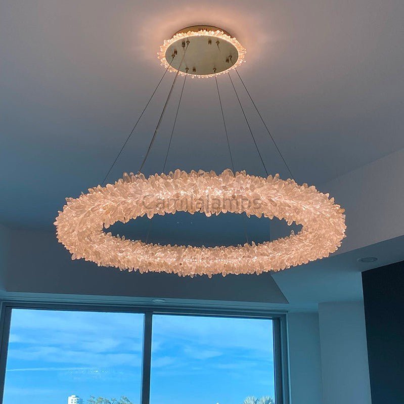 24 - 47 Inch Round Clear Geode Quartz Crystal Ring Modern Chandelier for Living Room - Camilalamps - Ca-147-11041-1002
