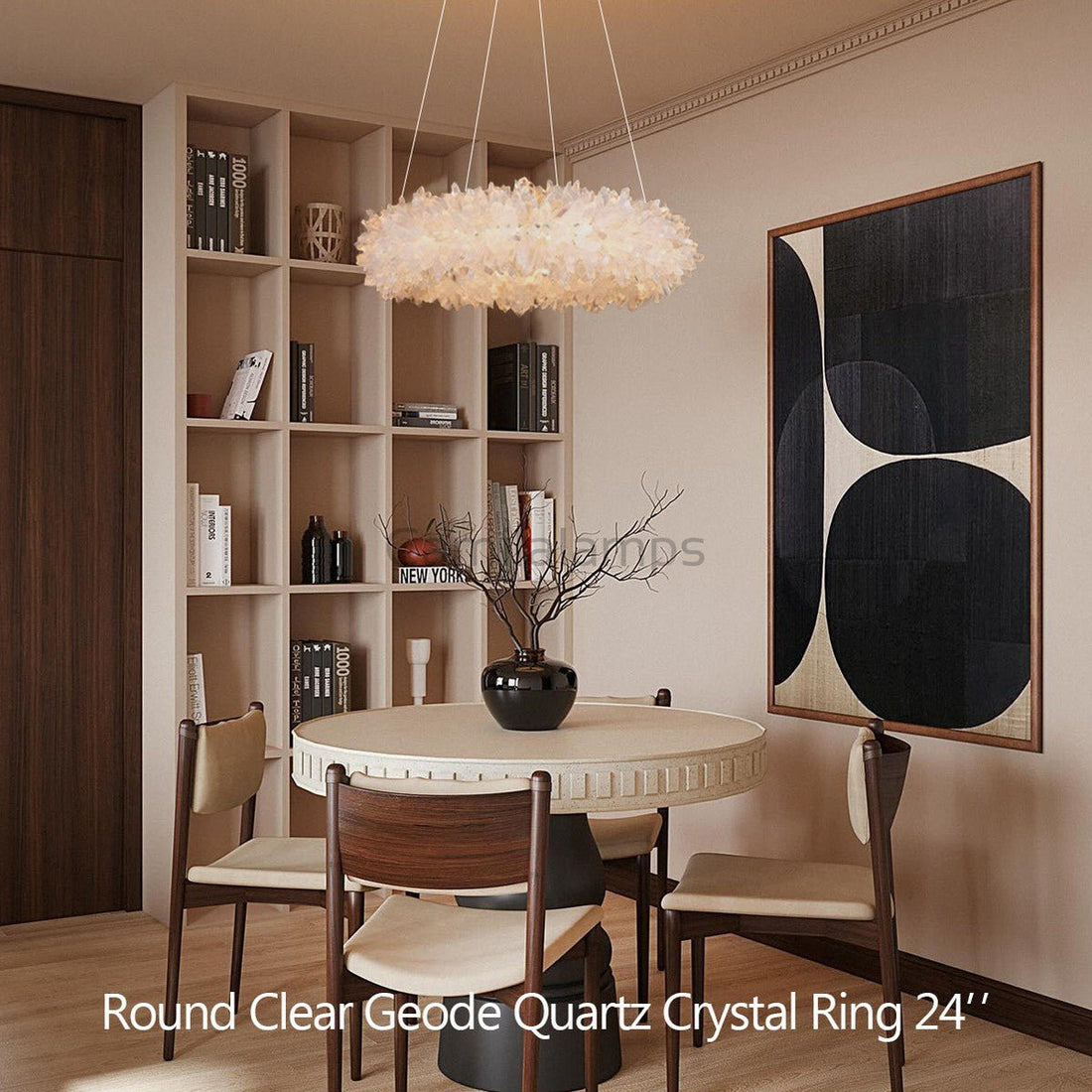 24 - 47 Inch Round Clear Geode Quartz Crystal Ring Modern Chandelier for Living Room - Camilalamps - Ca-147-11041-1001