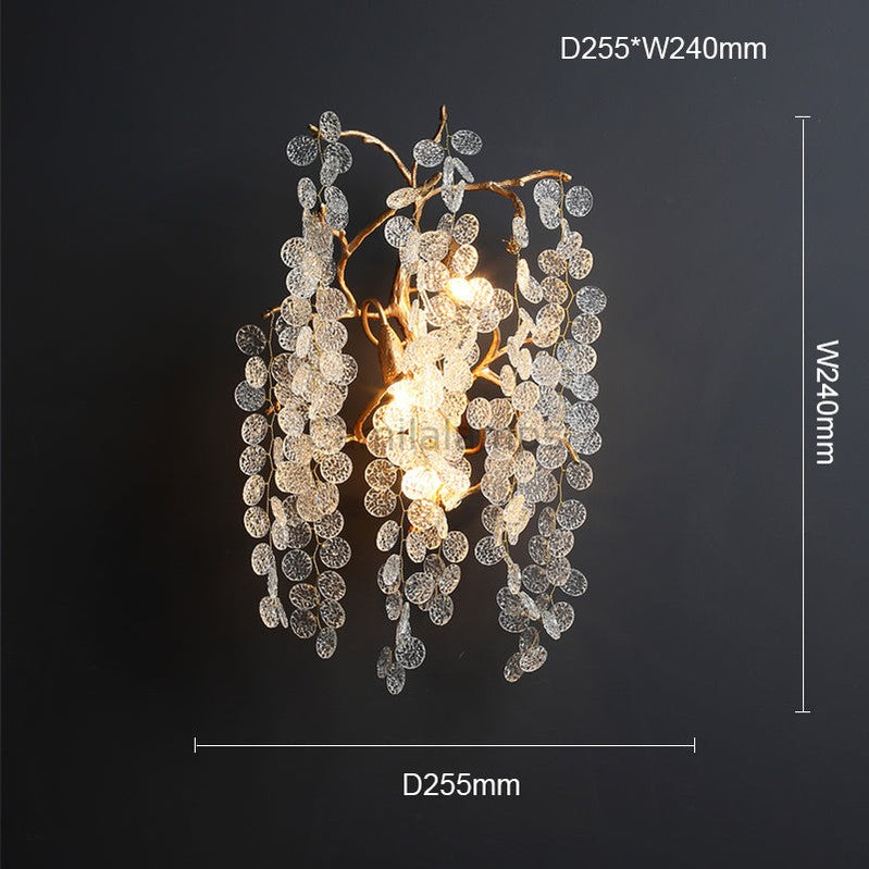 Kevin Elspeth Modern Round Gold Clear Crystal  Wall Sconce For Bedroom Wall Light Fixtures Kevinstudiolives 10"DIAM  