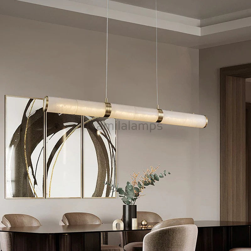 Kevin Alden Modern Linear Alabaster Chandelier Chandeliers, Dining Room Kevinstudiolives   
