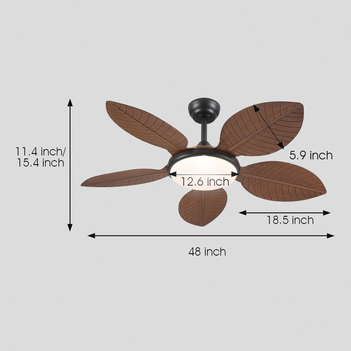 Ceiling Fan Palm Leaf Ceiling Fan 6 Speeds Reversible Ceiling Fans with Lights 48" - Camilalamps - CA - CFWL - 006