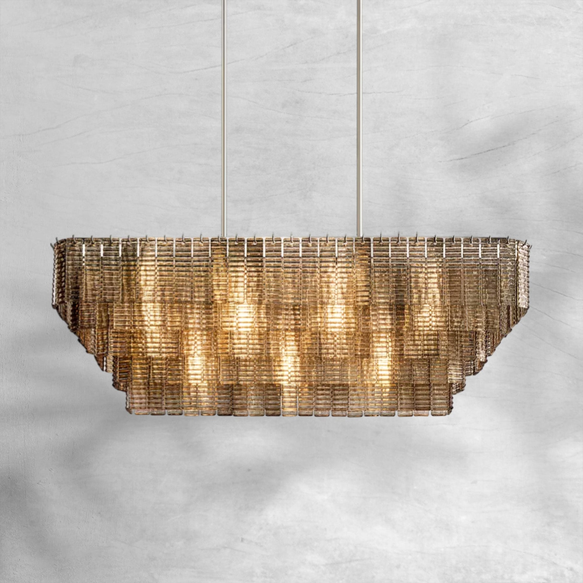 Sirena Smoke Glass Rectangle Chandelier 59" - Camilalamps - CA-VI2023-C1355