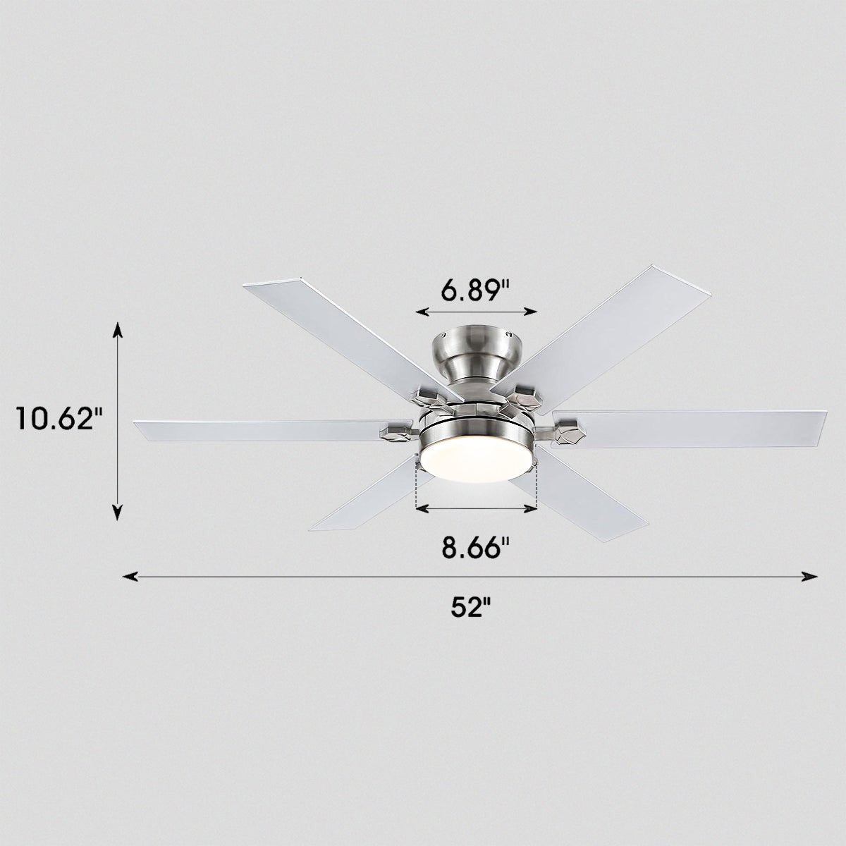 Modern Flush Mount Fans Light Ceiling Fans with Lights Black Low Profile Ceiling Fans 52“ - Camilalamps - CA - CFWL - 019