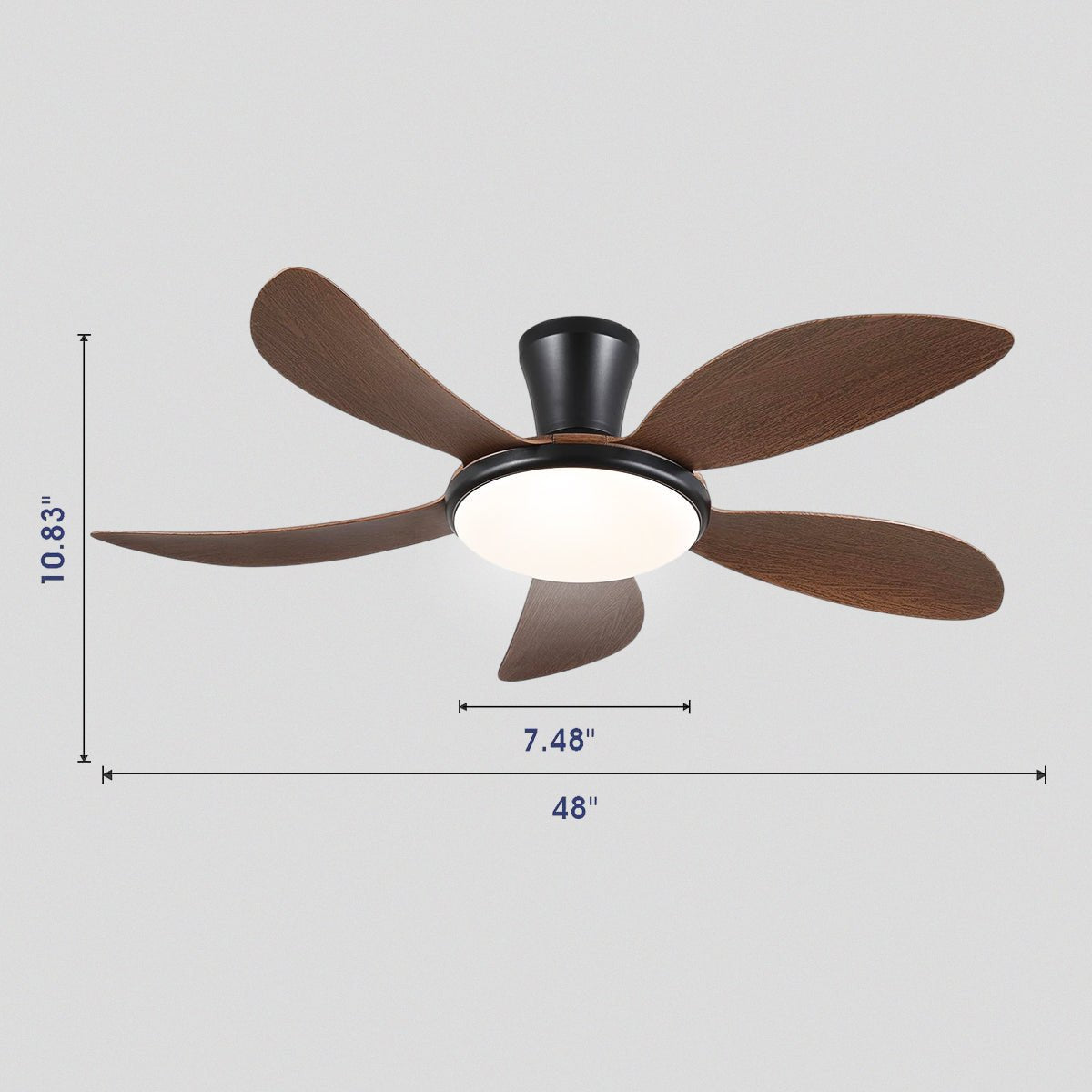 Modern LED Ceiling Fans Low Profile Ceiling Fans with Lights 6 Speeds 48" - Camilalamps - CA - CFWL - 013