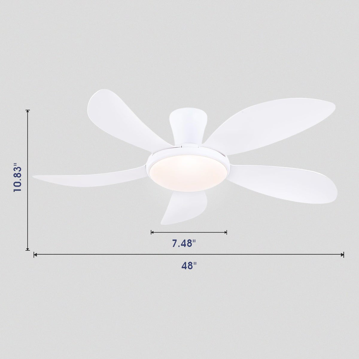 Modern LED Ceiling Fans Low Profile Ceiling Fans with Lights 6 Speeds 48" - Camilalamps - CA - CFWL - 010