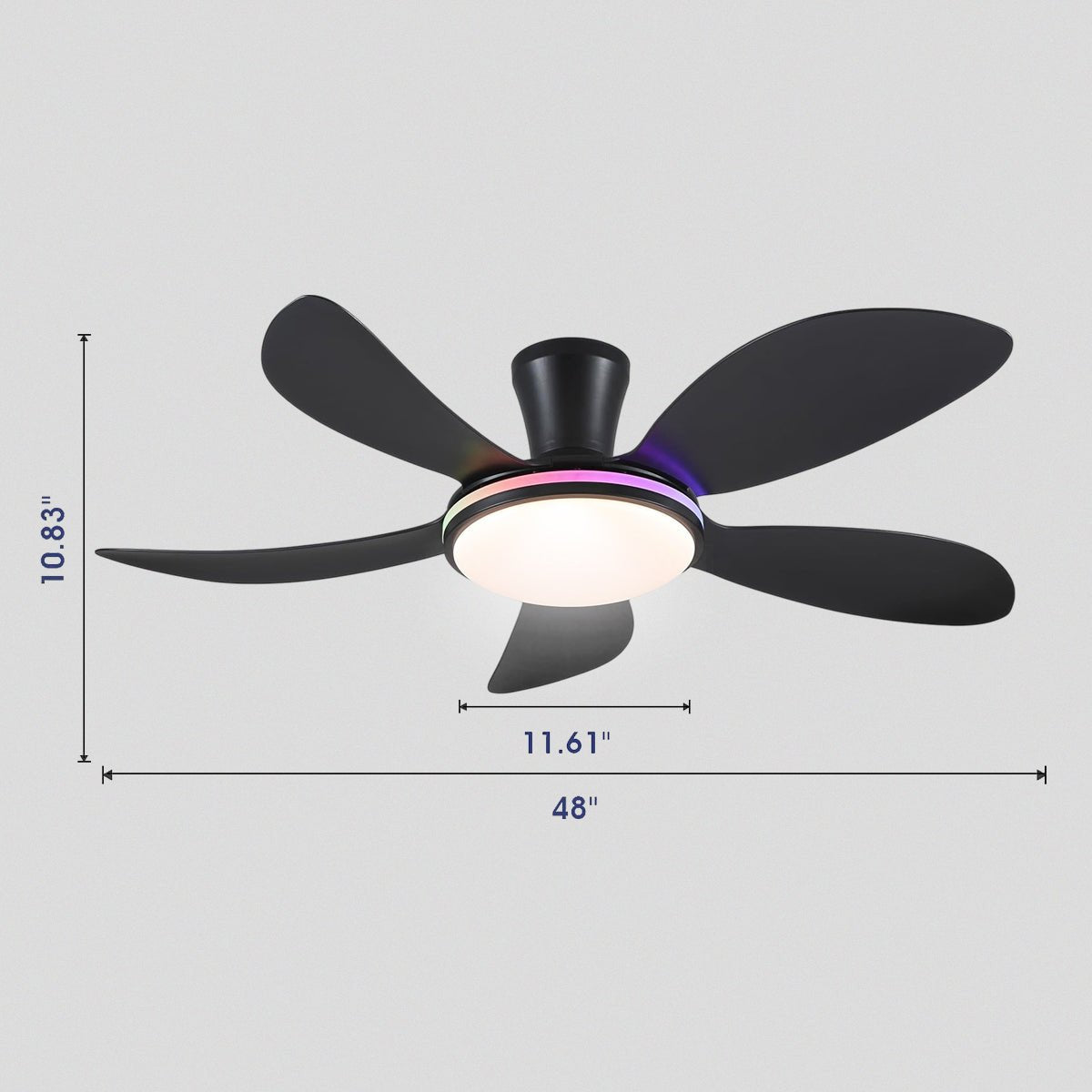 Modern LED Ceiling Fans Low Profile Ceiling Fans with Lights 6 Speeds 48" - Camilalamps - CA - CFWL - 012