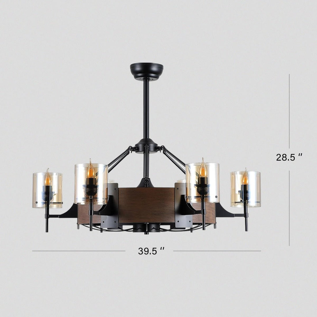 Caged Ceiling Fan with Lights Black Vintage Rustic Farmhouse Chandelier 38.5" - Camilalamps - CA - Vintage - Fan - Light