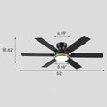 Modern Flush Mount Fans Light Ceiling Fans with Lights Black Low Profile Ceiling Fans 52“ - Camilalamps - CA - CFWL - 020