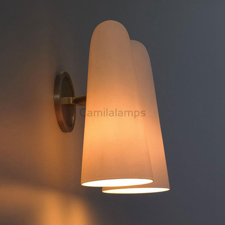 White Glass Double Shade Wall Sconces