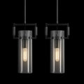 Modern Large Black Pendant Light Fixture Set of 2 - 21.6 Inch Adjustable Hanging Chandelier with Glass Shade & Brass Finish, Farmhouse Island Lighting for Kitchen, Dining Room, Bathroom - Camilalamps - CA-B0FGJ75LZ1