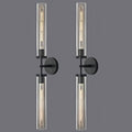 Black Brass Glass Double Wall Sconce Set 30