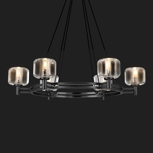 Black Round 36" K9 Crystal Chandelier with Adjustable Height - Camilalamps - CA-B0F28LX3LG