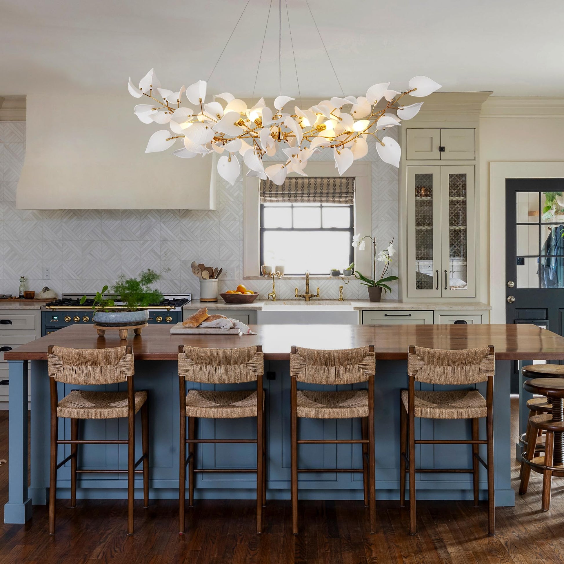 31.5" Silver Tree Branches Chandelier, Ceramic Ginkgo Leaf Chandelier, 6 - Light Modern Round Chandeliers Hanging Lighting Fixtures for Dining Room, Living Room Over Table, Kitchen, Foyer, Bedroom - Camilalamps - B0FFT4CNG8