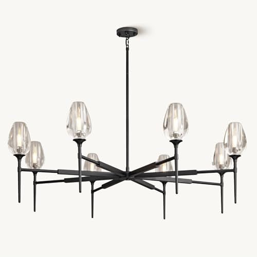 Modern Crystal Chandelier 10 Lights Brass 65in Gold Rectangle K9 Pendant Light - Camilalamps - CA-B0DNYR2879