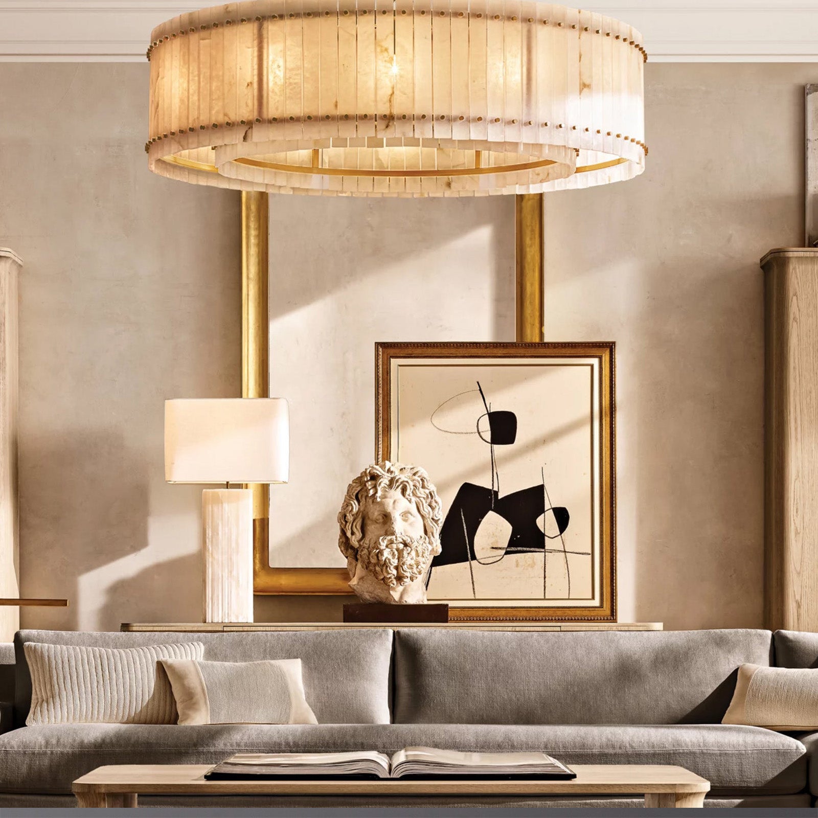 Marcus Alabaster Round Chandelier - Camilalamps - CA - RH - CH - 2552655