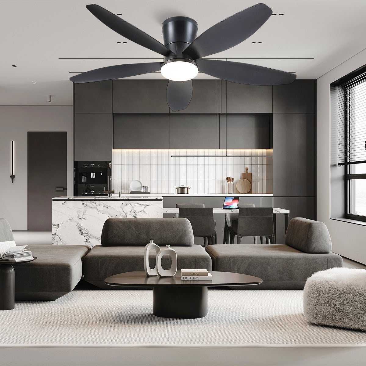 Indoor/Outdoor Recessed Black Ceiling Fan Light - Camilalamps - CA - 48IN - 48CB