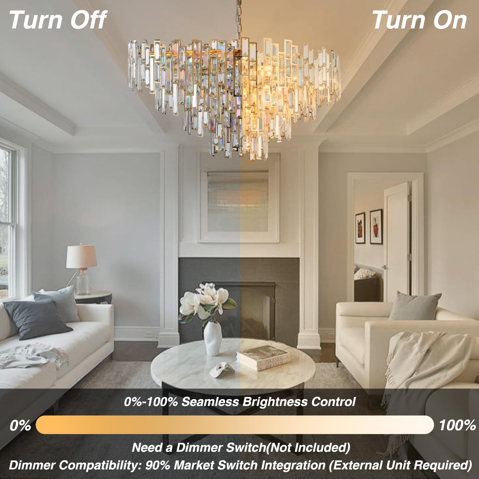 38.5'' Black Crystal Chandelier, 5 - Tier Modern Round K9 Crystal Pendant Light for High Ceilings, Large Hanging Chandelier Light Fixture for Entryway Foyer Stairway Hall Dining Living Room - Camilalamps - B0C8TBBM57