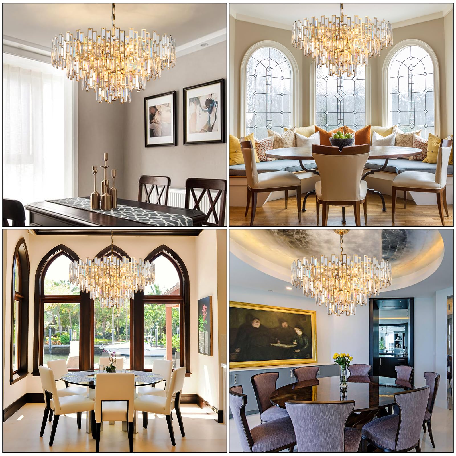 38.5'' Black Crystal Chandelier, 5 - Tier Modern Round K9 Crystal Pendant Light for High Ceilings, Large Hanging Chandelier Light Fixture for Entryway Foyer Stairway Hall Dining Living Room - Camilalamps - B0C8TBBM57