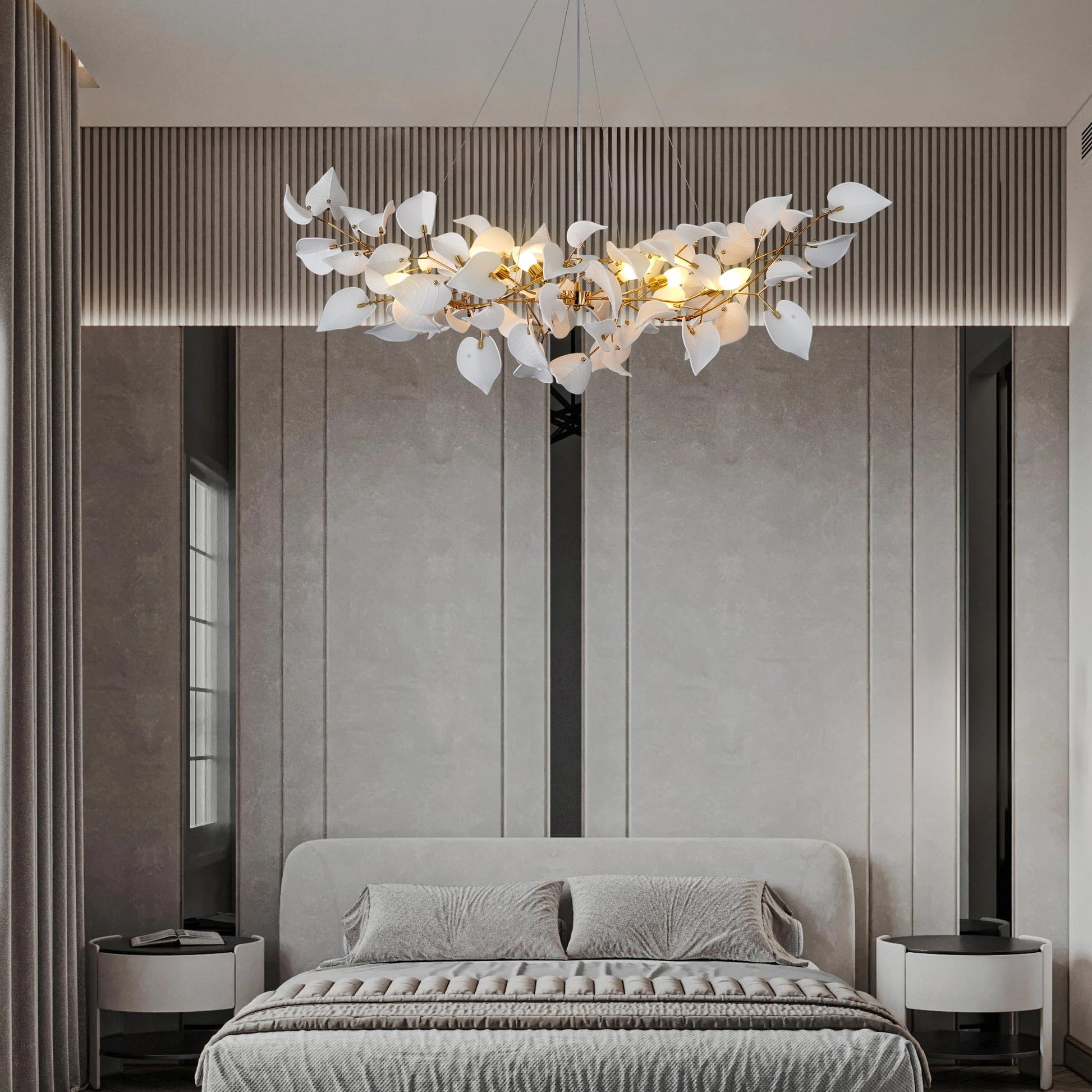 39" Gold Tree Branches Chandelier, Ginkgo Leaf Chandelier, Modern Rectangular Chandeliers for Dining Room, Living Room Over Table, Kitchen, Foyer, Bedroom, Elegant Art Deco - Camilalamps - B0CL9F32TN