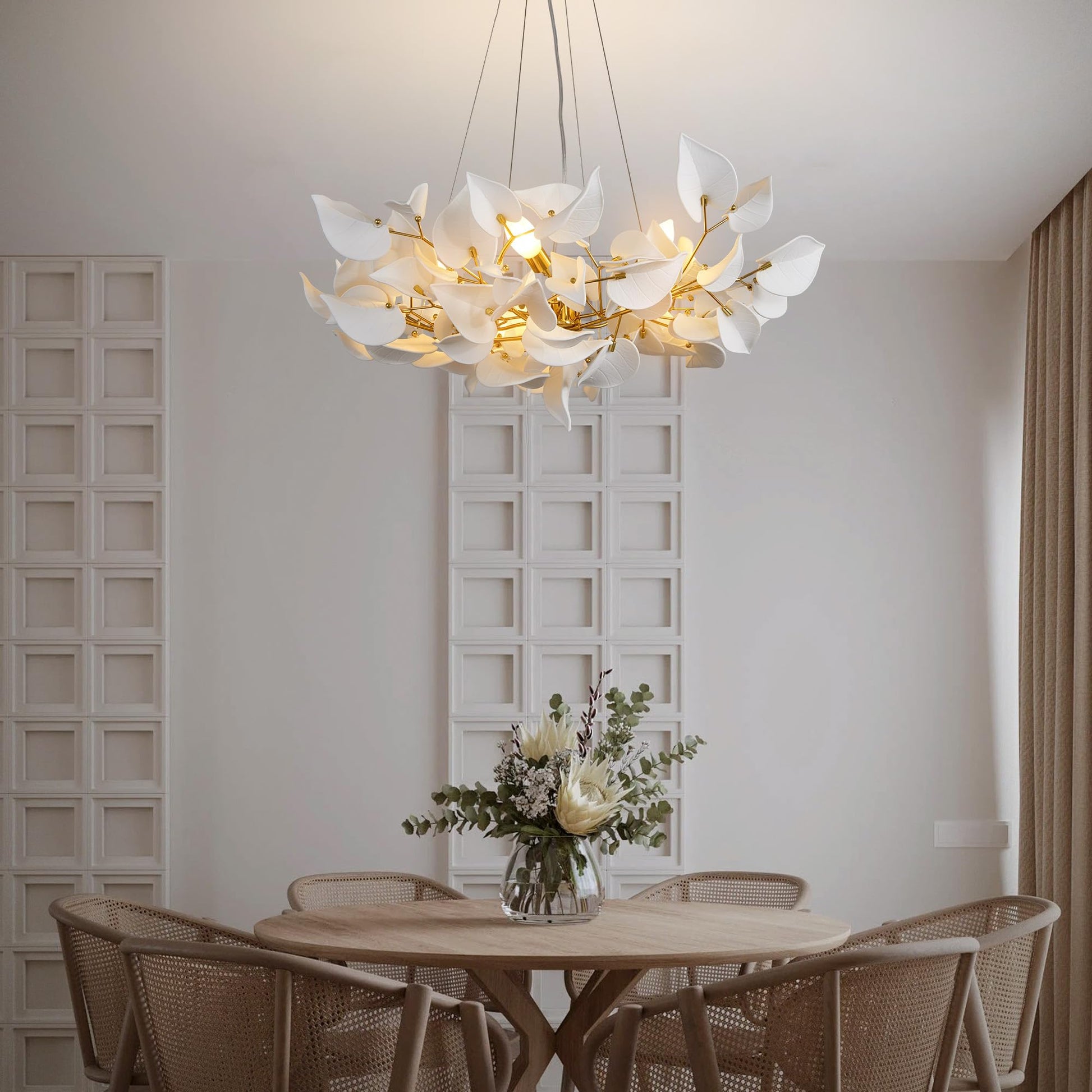 39" Gold Tree Branches Chandelier, Ginkgo Leaf Chandelier, Modern Rectangular Chandeliers for Dining Room, Living Room Over Table, Kitchen, Foyer, Bedroom, Elegant Art Deco - Camilalamps - B0CL9F32TN