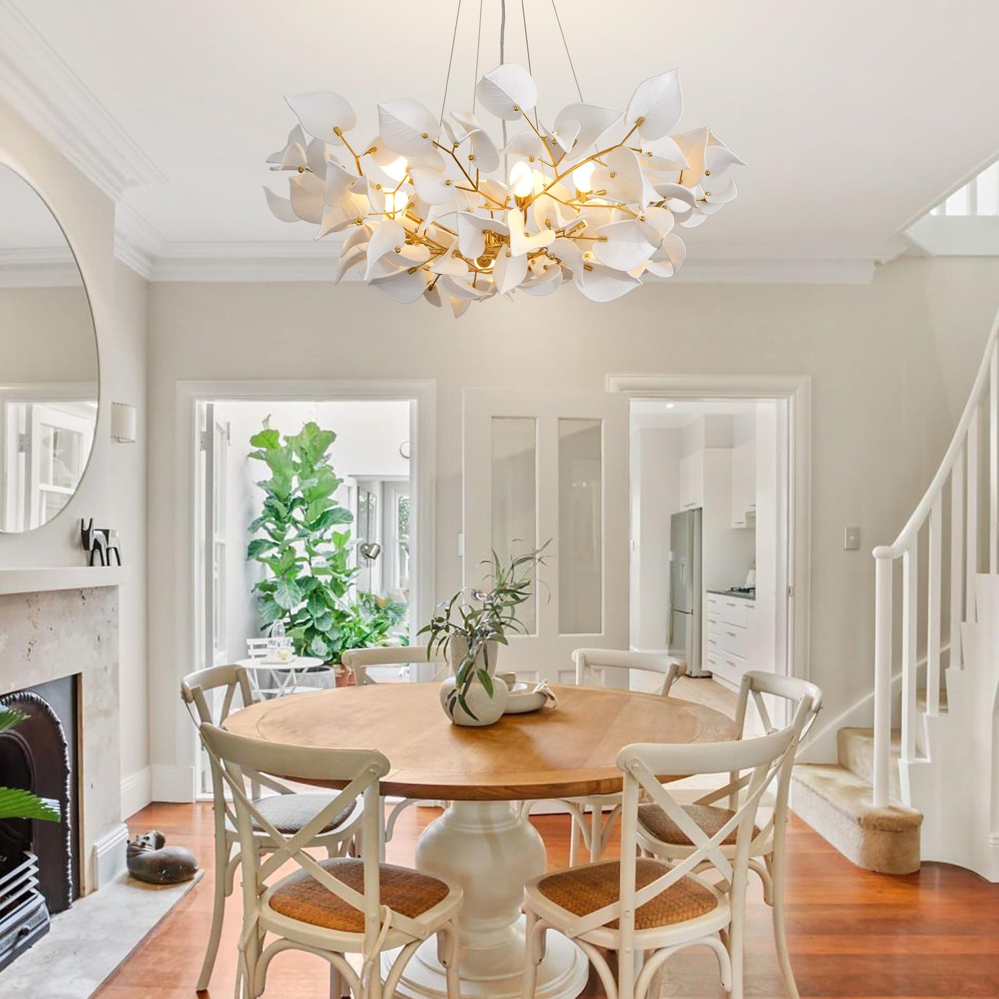 39" Gold Tree Branches Chandelier, Ginkgo Leaf Chandelier, Modern Rectangular Chandeliers for Dining Room, Living Room Over Table, Kitchen, Foyer, Bedroom, Elegant Art Deco - Camilalamps - B0CL9F32TN