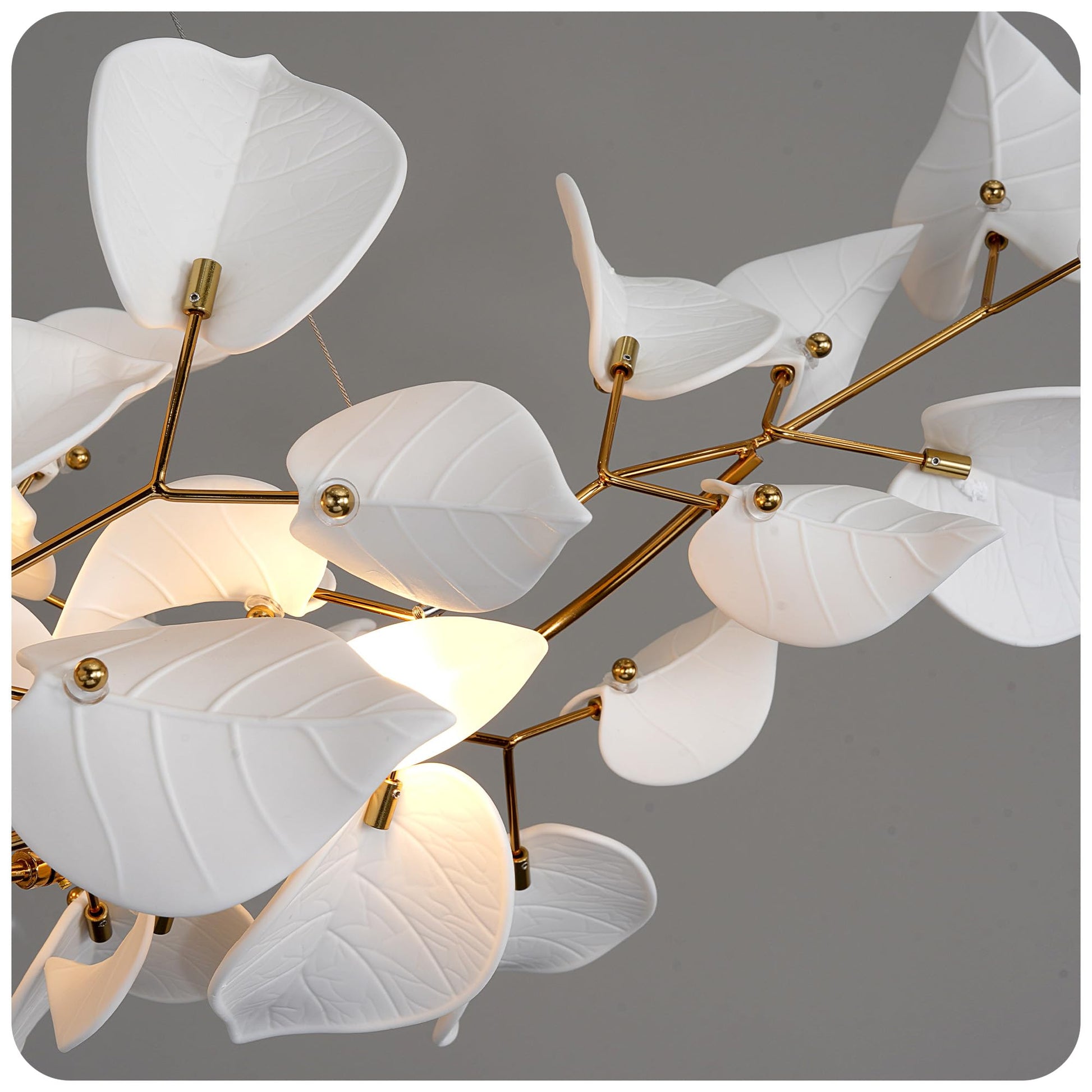 39" Gold Tree Branches Chandelier, Ginkgo Leaf Chandelier, Modern Rectangular Chandeliers for Dining Room, Living Room Over Table, Kitchen, Foyer, Bedroom, Elegant Art Deco - Camilalamps - B0CL9F32TN