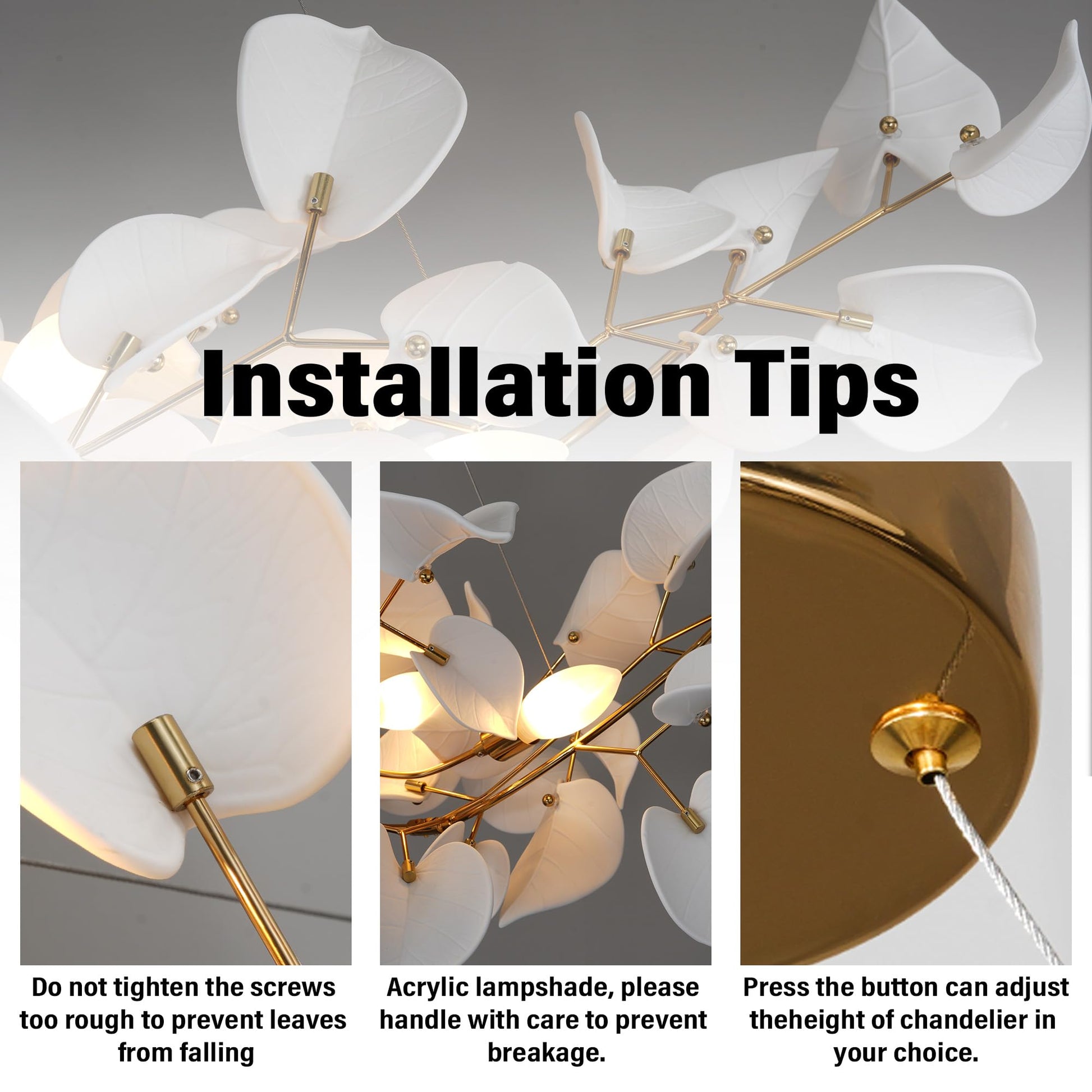 39" Gold Tree Branches Chandelier, Ginkgo Leaf Chandelier, Modern Rectangular Chandeliers for Dining Room, Living Room Over Table, Kitchen, Foyer, Bedroom, Elegant Art Deco - Camilalamps - B0CL9F32TN