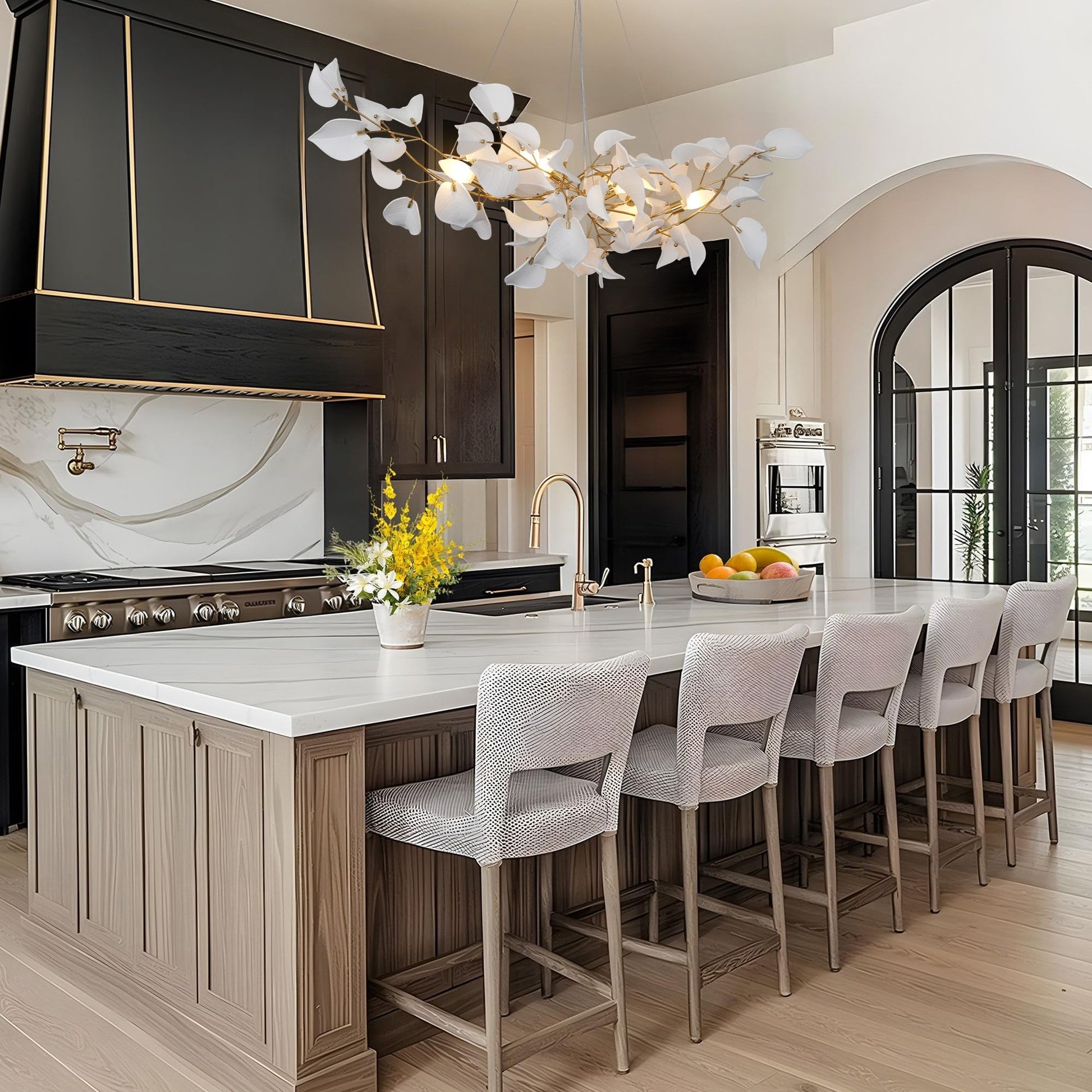 39" Gold Tree Branches Chandelier, Ginkgo Leaf Chandelier, Modern Rectangular Chandeliers for Dining Room, Living Room Over Table, Kitchen, Foyer, Bedroom, Elegant Art Deco - Camilalamps - B0CL9F32TN