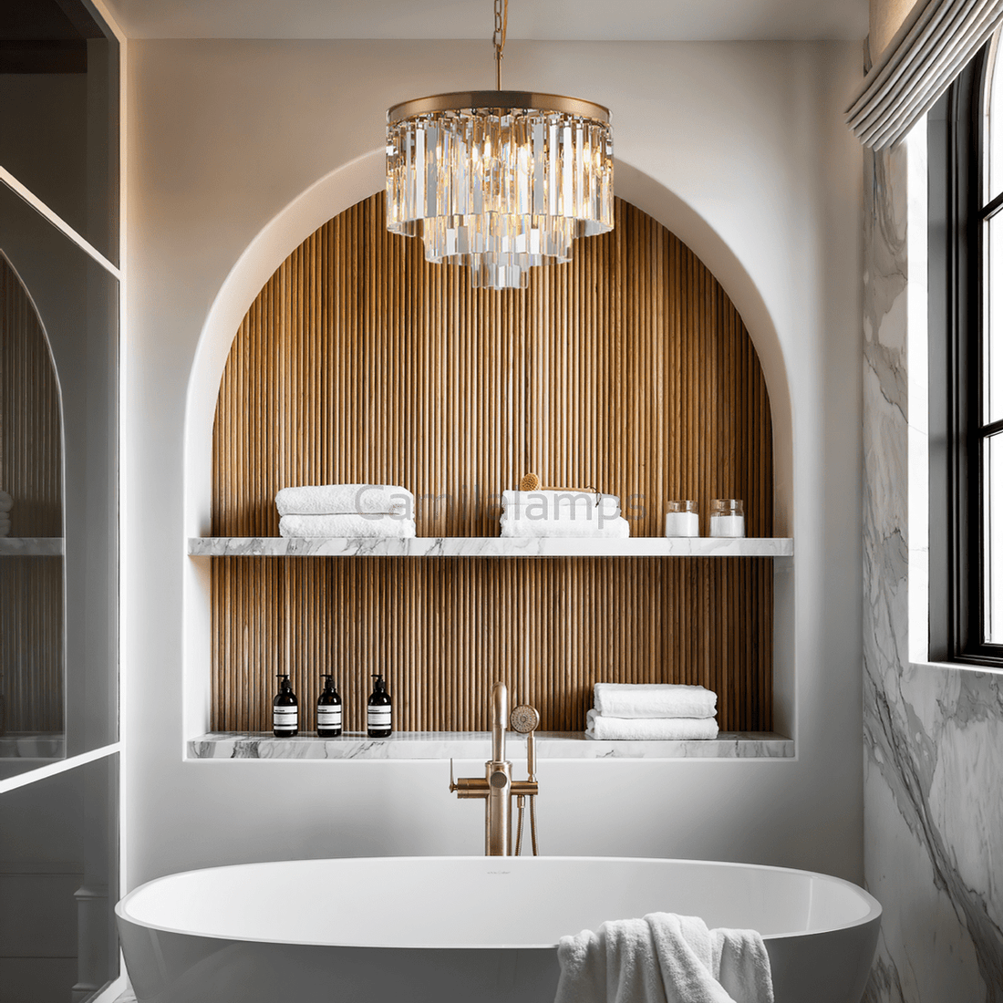 Falria Multi - Tier Clear/Smoke Crystal Round Chandelier - Camilalamps - CA - LI2024 - C5681