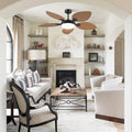 Ceiling Fans with Lights Palm Leaf Ceiling Fan for Patios Porch 6 Speeds, Reversible 52