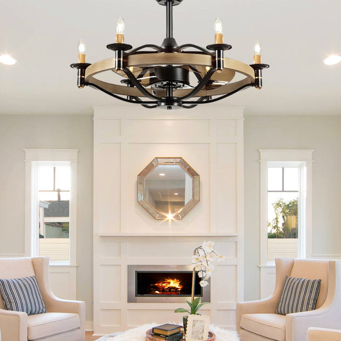 Caged Modern Farmhouse Ceiling Fan Light 32" - Camilalamps - CA - 6002 - 32C - TL