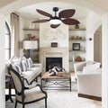 Ceiling Fans with Lights Palm Leaf Ceiling Fan for Patios Porch 6 Speeds, Reversible 52