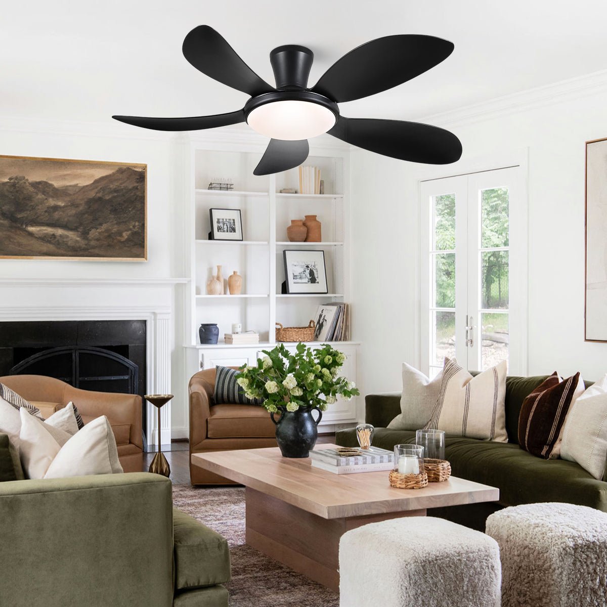 Modern LED Ceiling Fans Low Profile Ceiling Fans with Lights 6 Speeds 48" - Camilalamps - CA - CFWL - 013