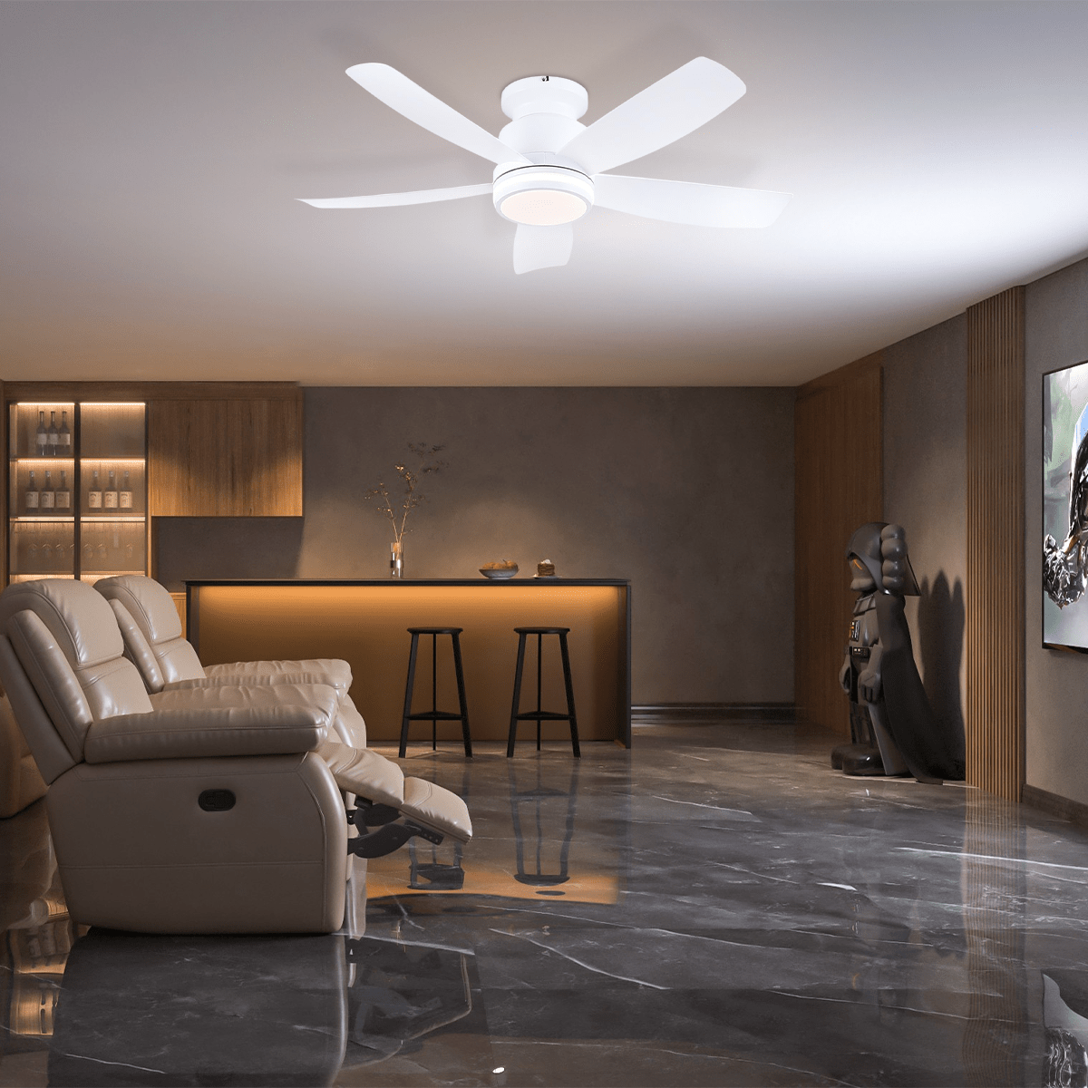 Recessed Remote Control Ceiling Fan Light 41" - Camilalamps - CA - 8233 - 41CW - 5D