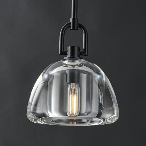 7" Black Glass Modern Pendant Light with Adjustable Height and Included E12 Bulb - Camilalamps - CA-B0FDPVM5WT