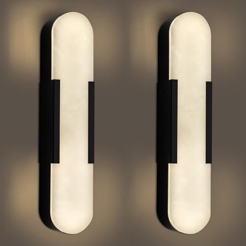 Elegant Black Alabaster Marble Wall Sconce Set of 2 - Camilalamps - CA-B0D83CDMCY