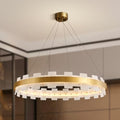 Elegant Spanish Alabaster Round Chandelier 31.5