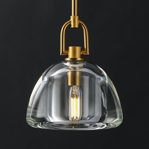 7 - inch Glass Brass Pendant Light with Adjustable Height – 2 Pack - Camilalamps - CA-B0FHV9CDJX
