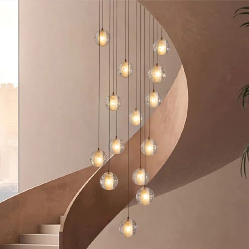 Black Crystal Staircase Chandelier with Adjustable Height and 8 Lights - Camilalamps - CA-B0FVLLNGCP