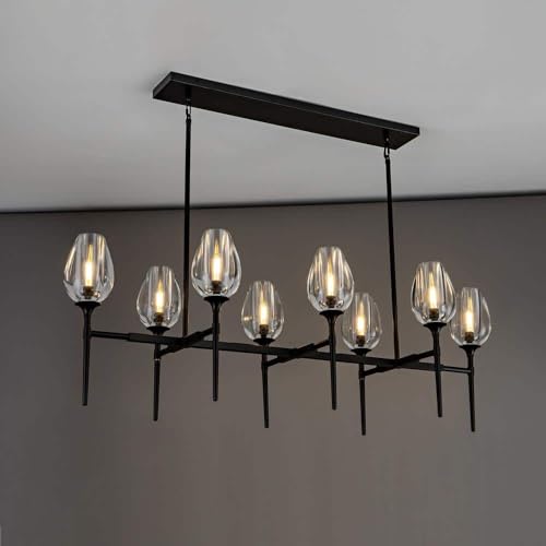 Modern Crystal Chandelier 10 Lights Brass 65in Gold Rectangle K9 Pendant Light - Camilalamps - CA-B0DNYR2879