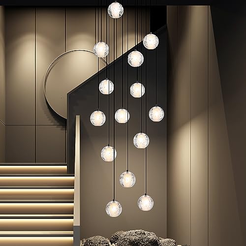 Black Crystal Staircase Chandelier with Adjustable Height and 8 Lights - Camilalamps - CA-B0FVLLNGCP