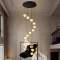 Black Crystal Staircase Chandelier with Adjustable Height and 8 Lights - Camilalamps - CA-B0FVLLNGCP