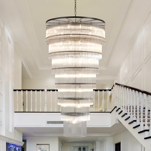 Luxurious 7‑Tier Black Glass Chandelier with 48 Lights - Camilalamps - CA-B0FNR1892X